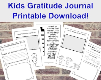 Gratitude Journal for Kids - 8 Printable Journal Pages Digital Download Printable Book