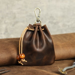 Pouchon en cuir, porte-pièces en cuir personnalisé, portefeuille à clé en cuir, petit portefeuille pour hommes, cadeau de fête des pères