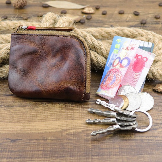 Amazon.com: LFWATAXY Medieval Leather Zipper Coin Pouch - Genuine Cowhide,  Handcrafted，Coin Organizer, Change Holder，Keychain Coin Purse for Men &  Women (Black) : Clothing, Shoes & Jewelry