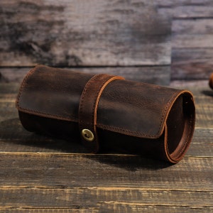 Organizzatore di rotoli di orologi in pelle, scatola di stoccaggio personalizzata per 3 orologi, cassa da viaggio per uomini da donna, scatole per gioielli in pelle, regalo per la festa del papà