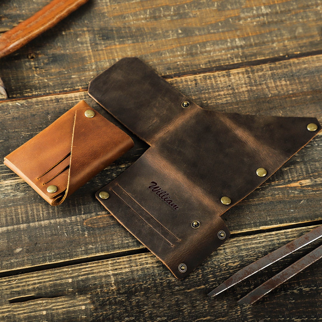 Handmade Leather Minimalist Wallet MINUS Brown Alligator Slim – JP  Leathercraft
