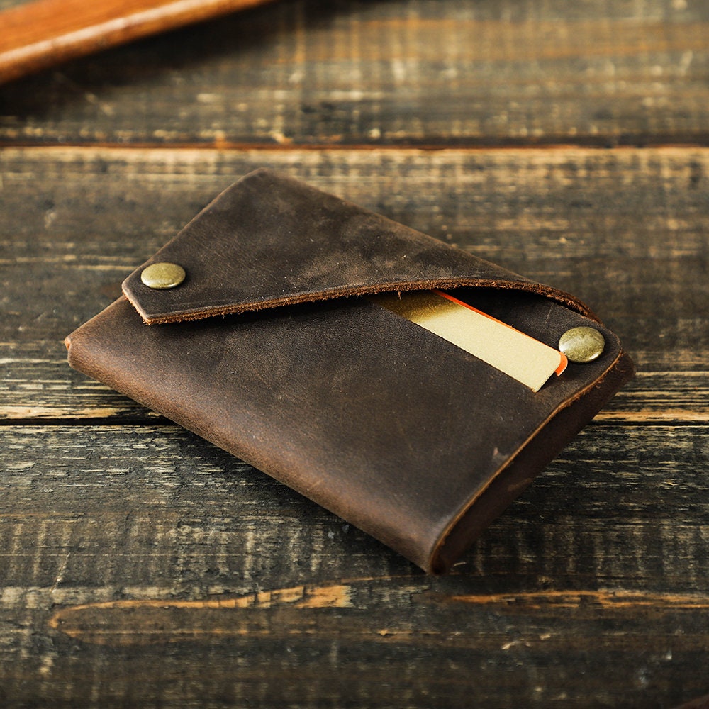  Leather Folded Card Wallet - Handmade Card Holder, folded card  wallet, Slim wallets for men, Card Sleeve, credit card holder, Minimalist  slim card wallet, Business card #Whiskey Brown : Handmade Products