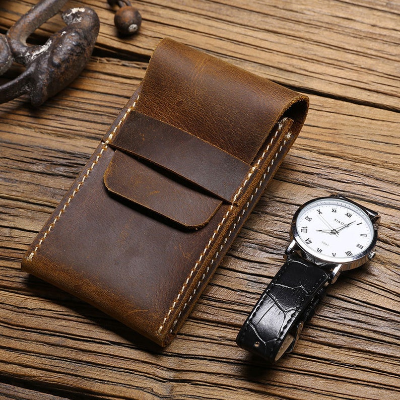 Leather Watches Case Personalized Watch Roll Leather Watch Etsy