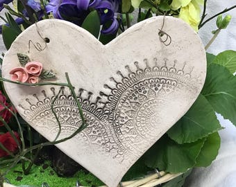 ceramic heart with roses