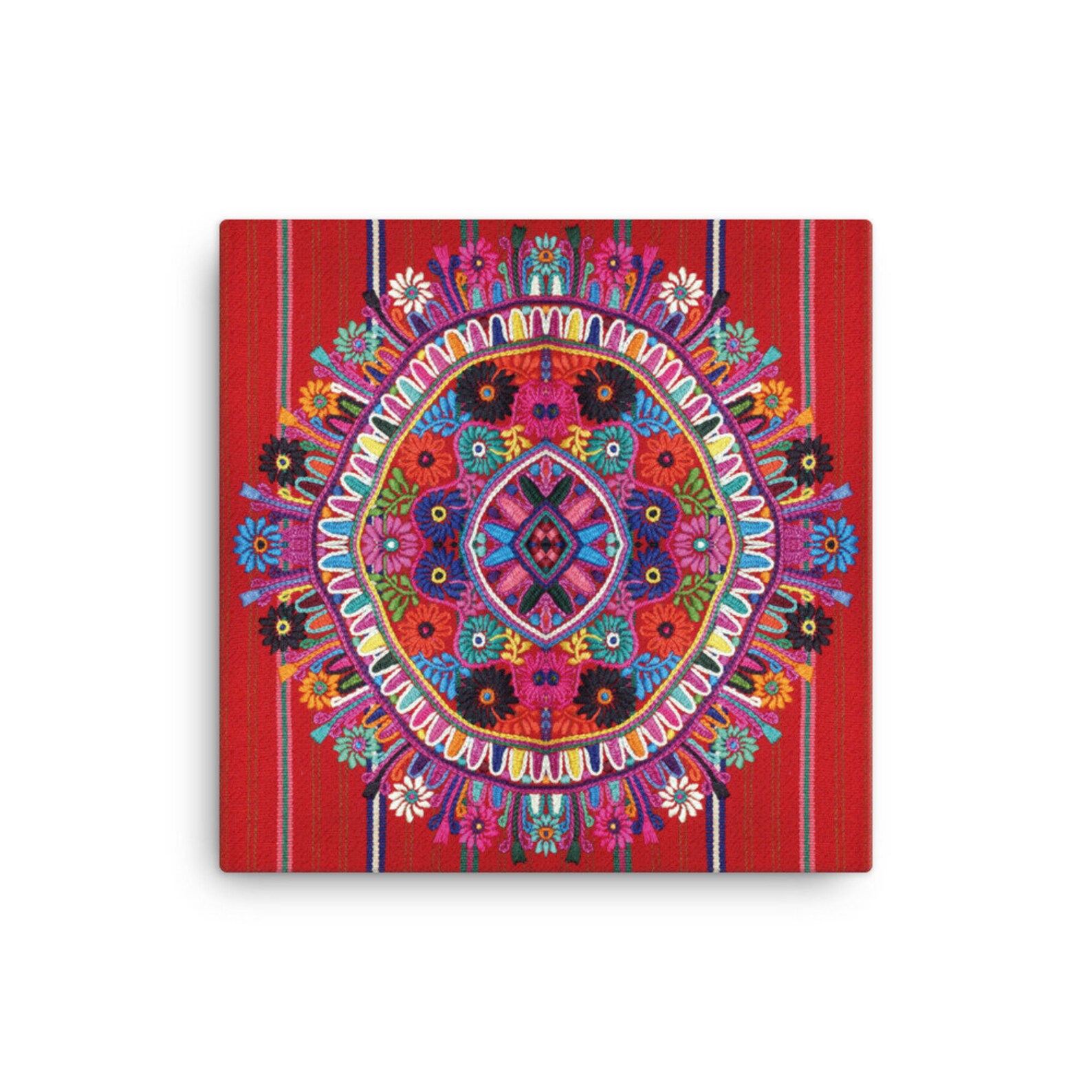 Wall Decor Flower Circles Canvas Katun Mayan Etsy