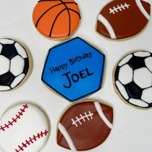 Sports fan birthday cookies | birthday cookies | sports birthday cookies