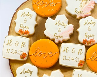 Fall wedding cookies | wedding cookies | wedding favors | engagement cookies | bridal shower