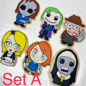 Horror movie characters cookie set| Killer Halloween cookies | Horror villains cookies