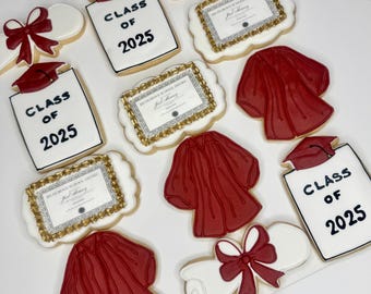 Graduation Cookies, Decorated Sugar Cookies, Custom Diploma Cookies, Graduation Party Favors, High School College Grad Gift