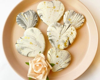 Marbled Heart Cookies – Personalized Royal Icing Favors - wedding favors
