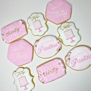 30th birthday cookies | birthday cookies | pink birthday cookies