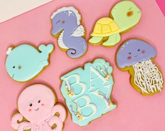 Under the Sea Cookies, Baby Shower & Birthday Cookies | Ocean Theme | Decorated Set of 12
