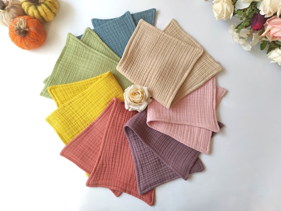 Organic Muslin Burp Cloth Set, Double Gauze Cotton Baby Washcloth