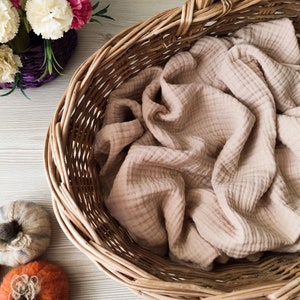 Couverture à emmailloter pour bébé en mousseline de coton bio, jeté bohème beige