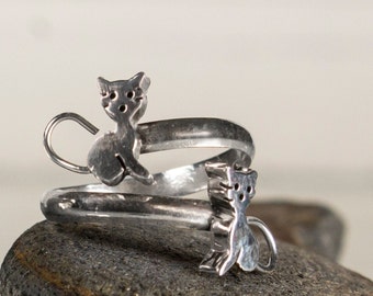 Sterling Silver adjustable Cat Ring