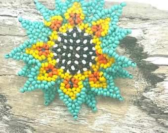 Beaded Sunflower Brooch