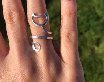 Sterling Silver Cat Wrap Ring