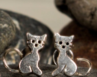 Sterling Silver Kitty Post Earrings