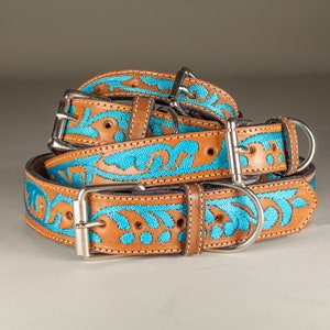Leather Embroidered Dog Collar