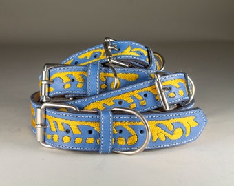Leather Embroidered Dog Collar