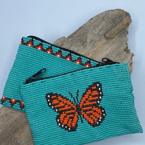Monarch Butterfly Beaded coin bag