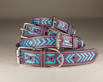 Hundehalsband Leder bestickt