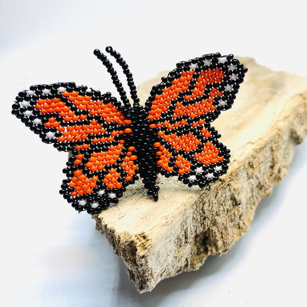 Monarch Butterfly Brooch Beaded