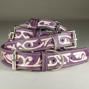 Dog Collar Leather Embroidered