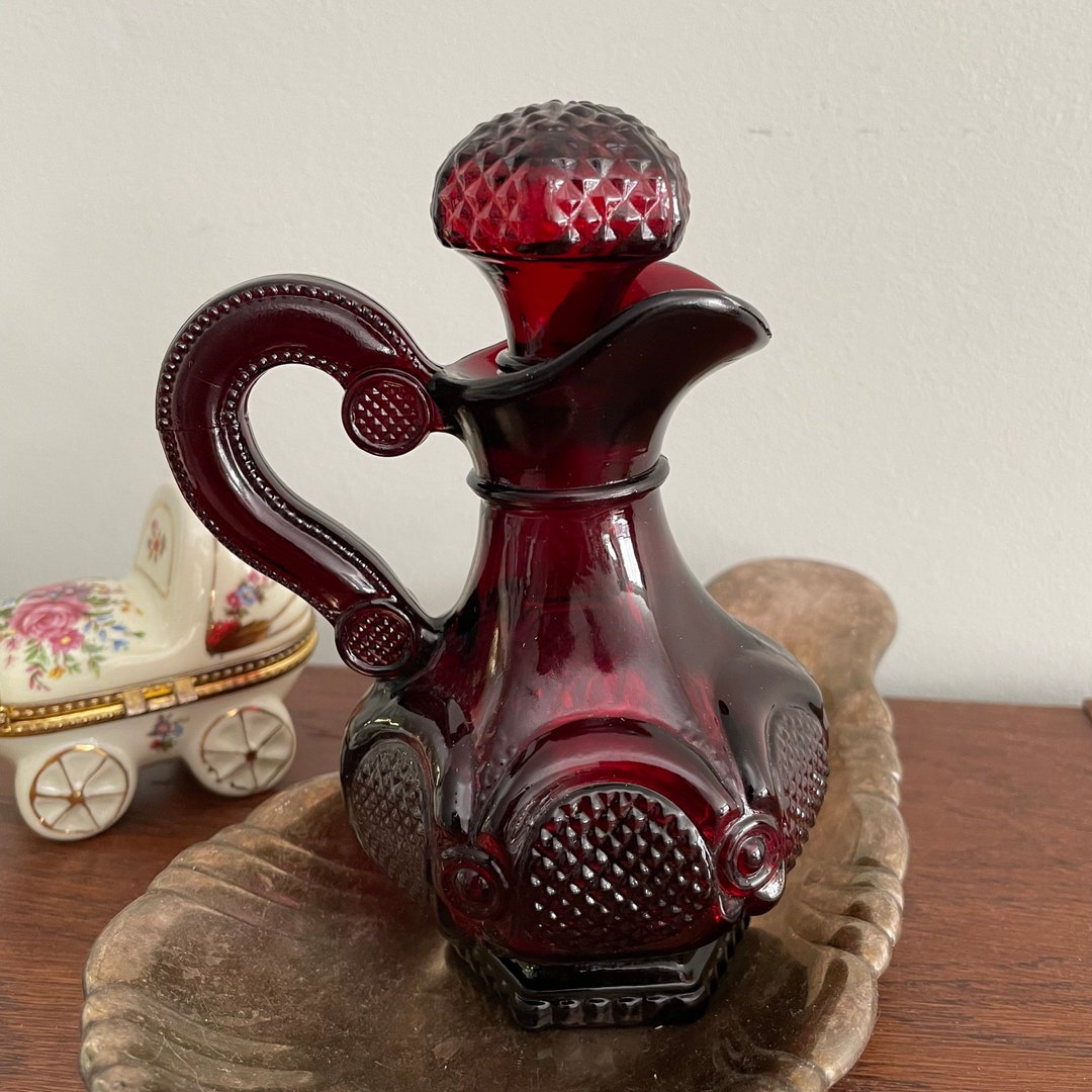 Vintage Avon Ruby Red Cape Cod Glassware Oil Dispenser Etsy