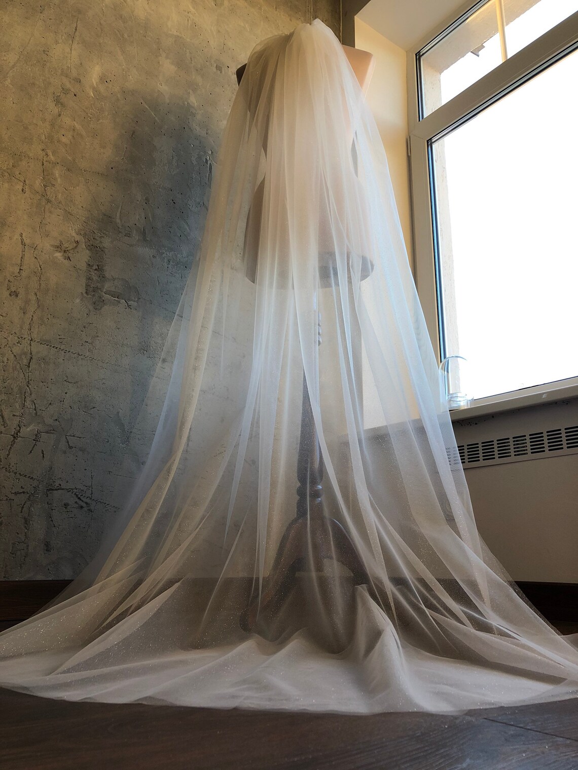 Twotier Glitter veil sparkle bridal veil long shimmer Etsy