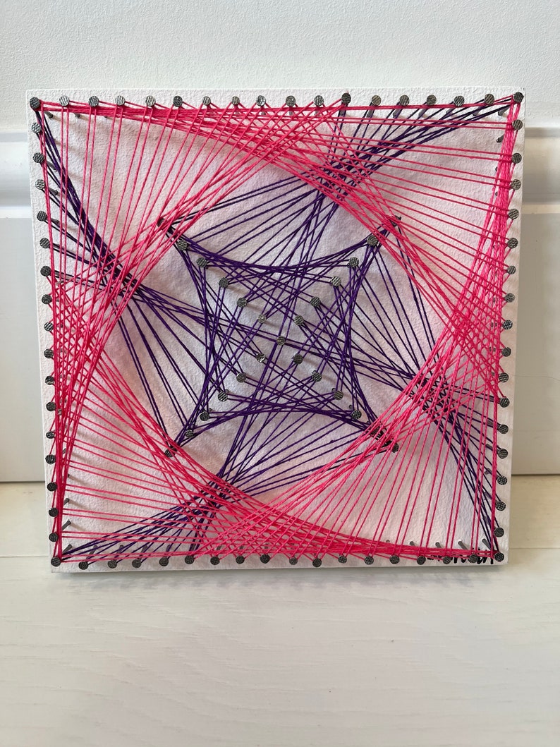 Pink and Purple Spirograph Pattern String Art image 1