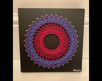 Pink and Blue Circle String Art