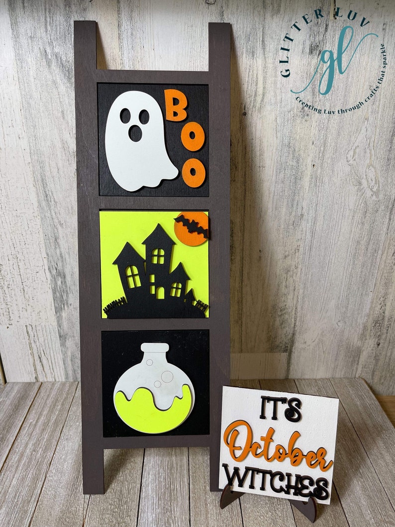 Spooky Halloween Leaning Ladder Interchangeable DIY Kit 