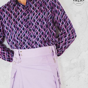 Falda escocesa táctica colorida para hombre, talla ajustable de 38 a 50, color tartán sólido, rojo, verde, naranja y malva, con compartimento de bolsillo de carga - 3 piezas