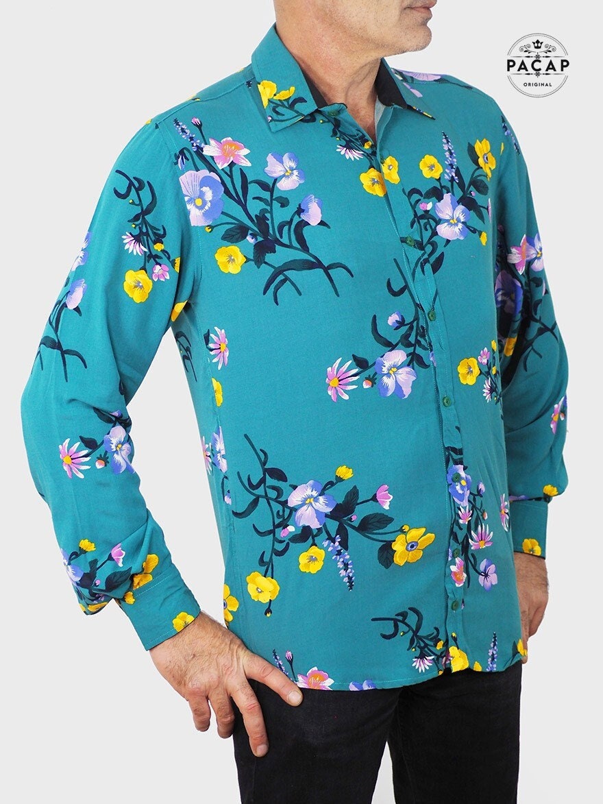 Ensemble hawaïen pour hommes manches courtes imprimé boutonné short en