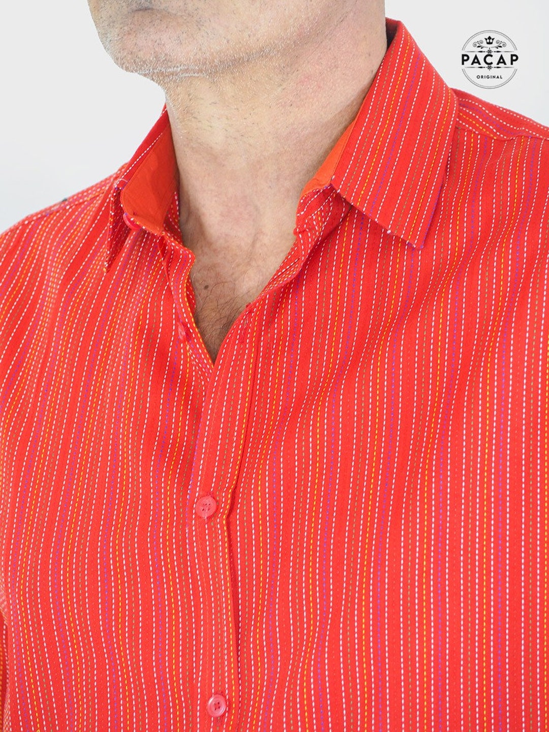 Red Men'S Cotton Printed Formal Shirt'S