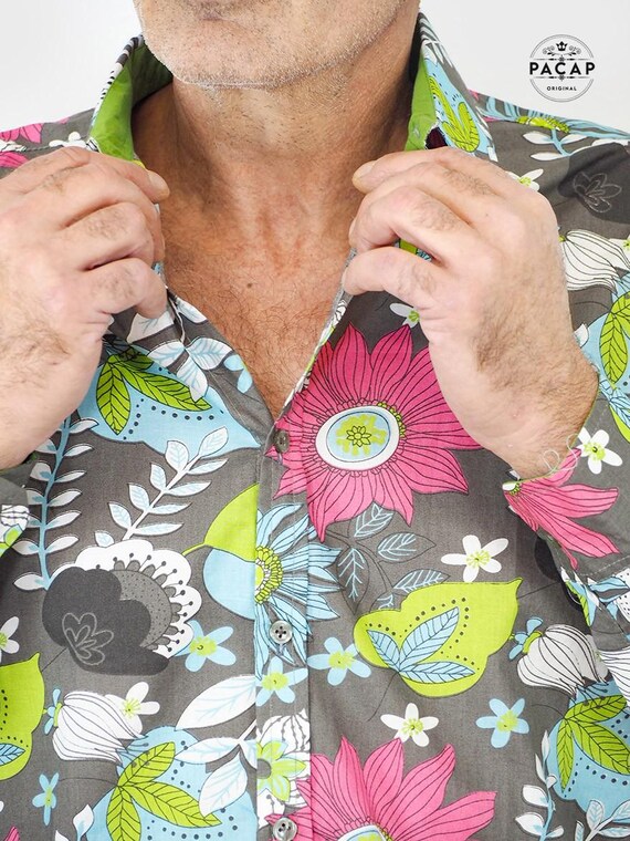 Chemise Hawaienne Multicolore à Fleurs Manches Longues TROPICA