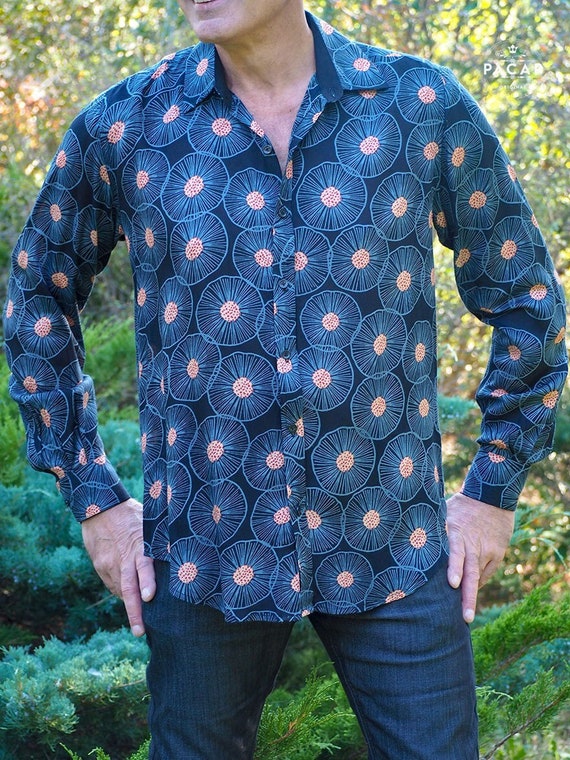 Black Shirt With Fancy Print Lapels for Men - GOLY - Original 