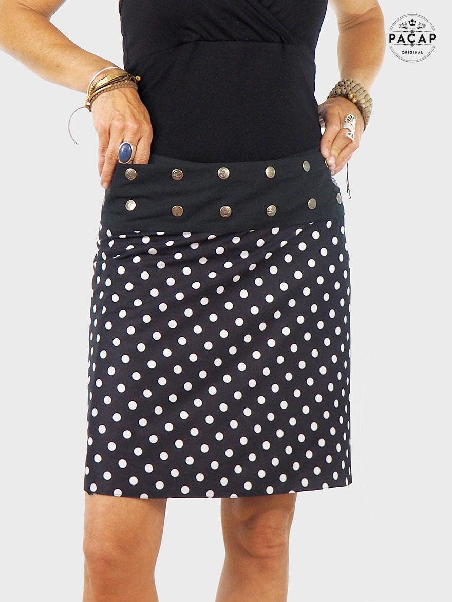 Jupe Plissée Vintage à Pois Bleu Marine - Taille 36 - Made In France - Neuve Sans étiquette