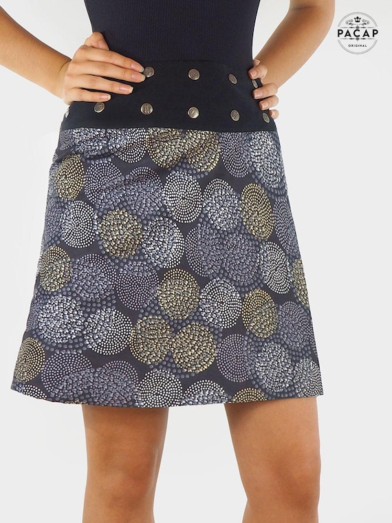 Jupe Enveloppante Grise Réversible Taille Réglable du 34 au 46