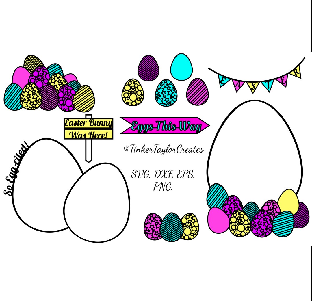 Easter Egg Cut File Set of 8 SVG, DXF, EPS and Png - Etsy UK