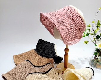 Women Wide Brim Straw Sun Visor Hat Foldable UV Protection Beach Cap