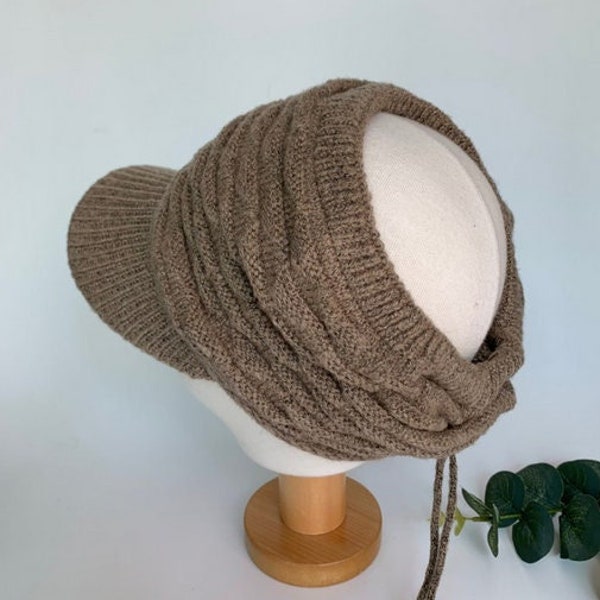 Soft Cable Knit Visor Hat Women Solid Neutral Color Adjustable Foldable Gift Warm Winter Fall Unique Cap Beanie Hat Premium Soft Knit Thick