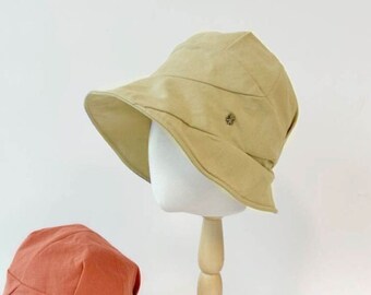 Bucket Hat Women Linen Short Bungy Cool Summer Hat Solid Summer Sun Protection Cap Floppy Fisherman Foldable Hat Safari Outdoor