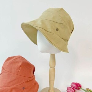 Bucket Hat Women Linen Short Bungy Cool Summer Hat Solid Summer Sun Protection Cap Floppy Fisherman Foldable Hat Safari Outdoor