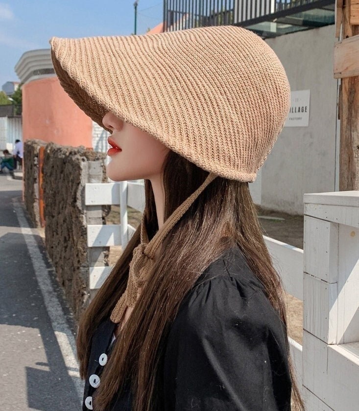 Wide Brim Bucket Hat Women Summer Sun Protection Cap Floppy - Etsy