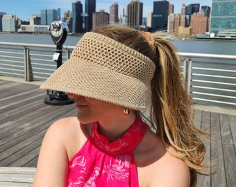 Light Weight Foldable/Adjustable Hemp Cotton Sun Visor, Sun Hat, Stylish Summer Hat, Gift for her