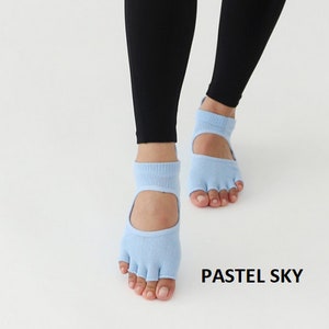 Soft breathable Pilates, Yoga socks Pastel Color Solid Color Open Toe Non Slip Friction Resistant Cotton WorkOut Exercise Gift