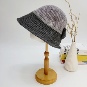 Winter Wool Bucket Hat, 100% Wool Hat, Stylish Vintage Color Wool Bucket Hat image 4