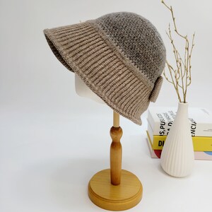 Winter Wool Bucket Hat, 100% Wool Hat, Stylish Vintage Color Wool Bucket Hat image 2